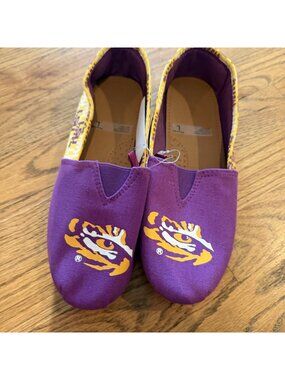 FOCO WOMENS LSU TIGERS PURPLE CANVAS SHOES WOMENS 8 NEW